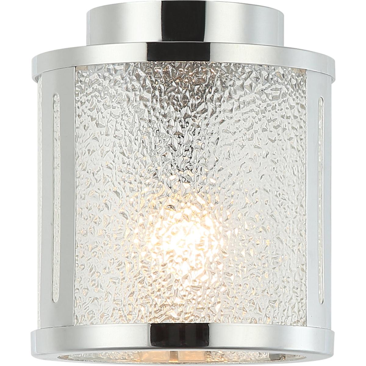 1-Light Flush Mount Ceiling Light with Glass Shade - Chrome – image 5