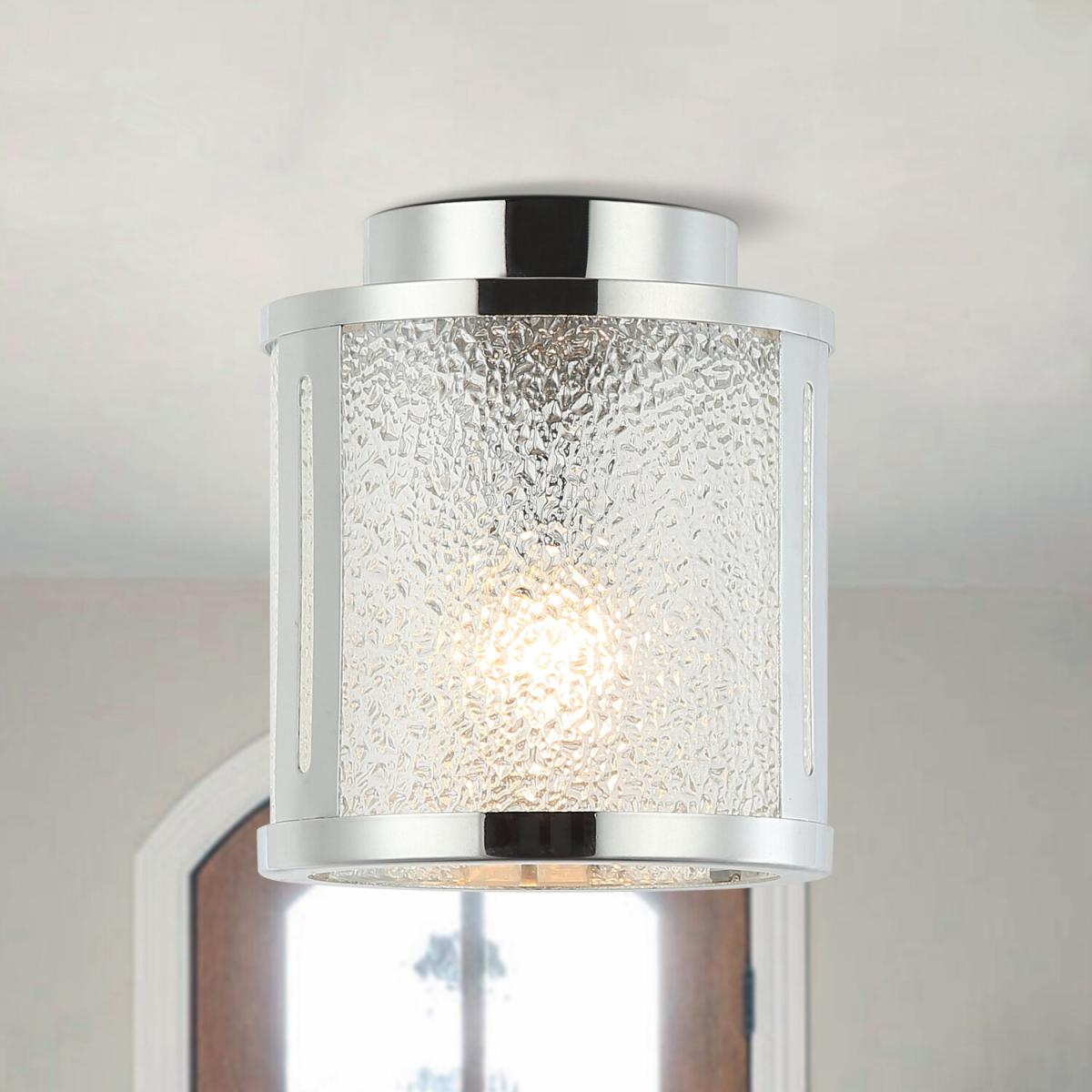 1-Light Flush Mount Ceiling Light with Glass Shade - Chrome – image 7