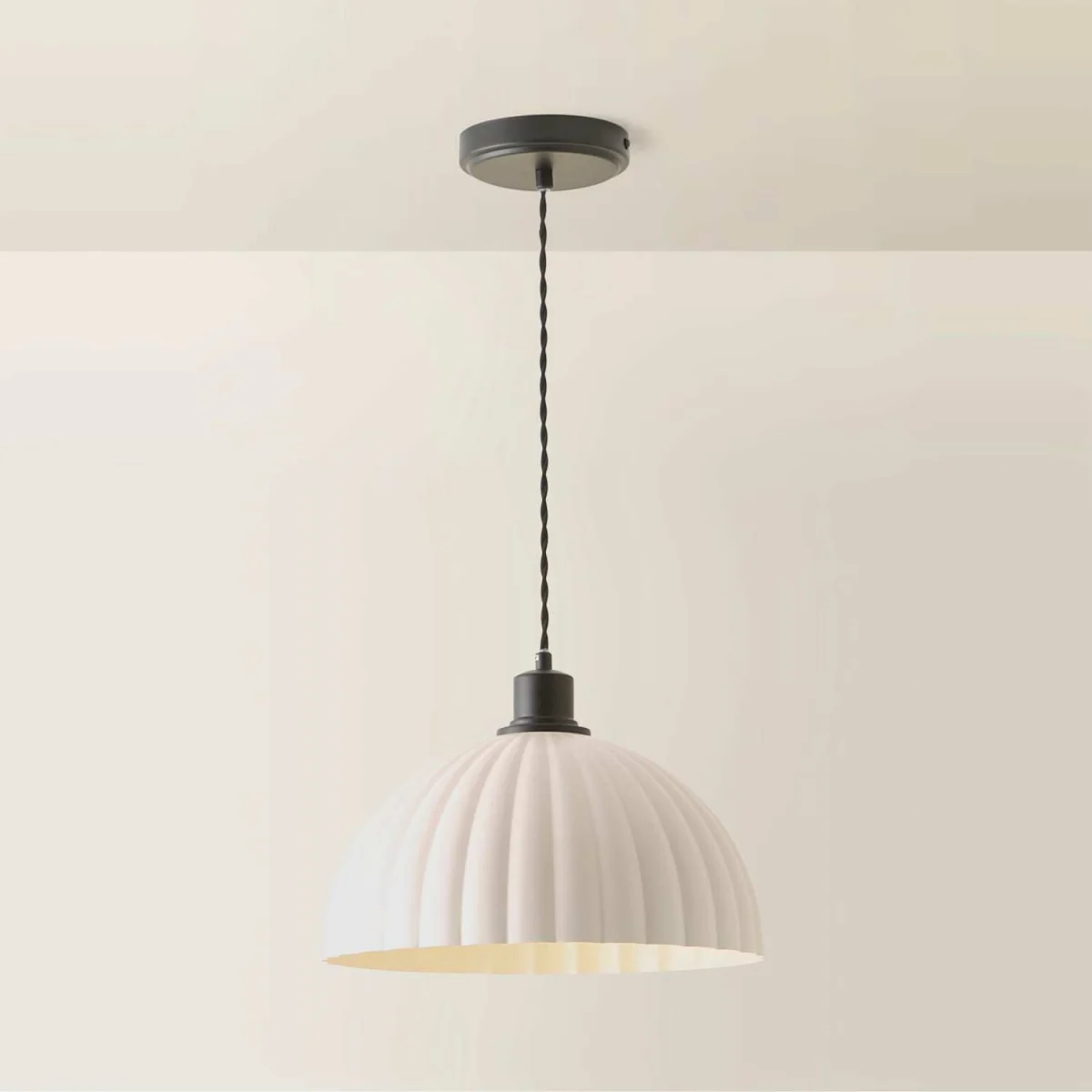 Bourton Pendant Ceiling Light with Ribbed Dome Shade - Black / 4W – image 4