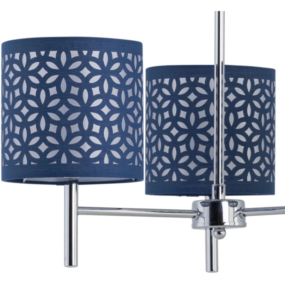 Brea Chrome 3 Light Fitting With Navy Blue Cut Out Shades - Chrome & Blue – image 2