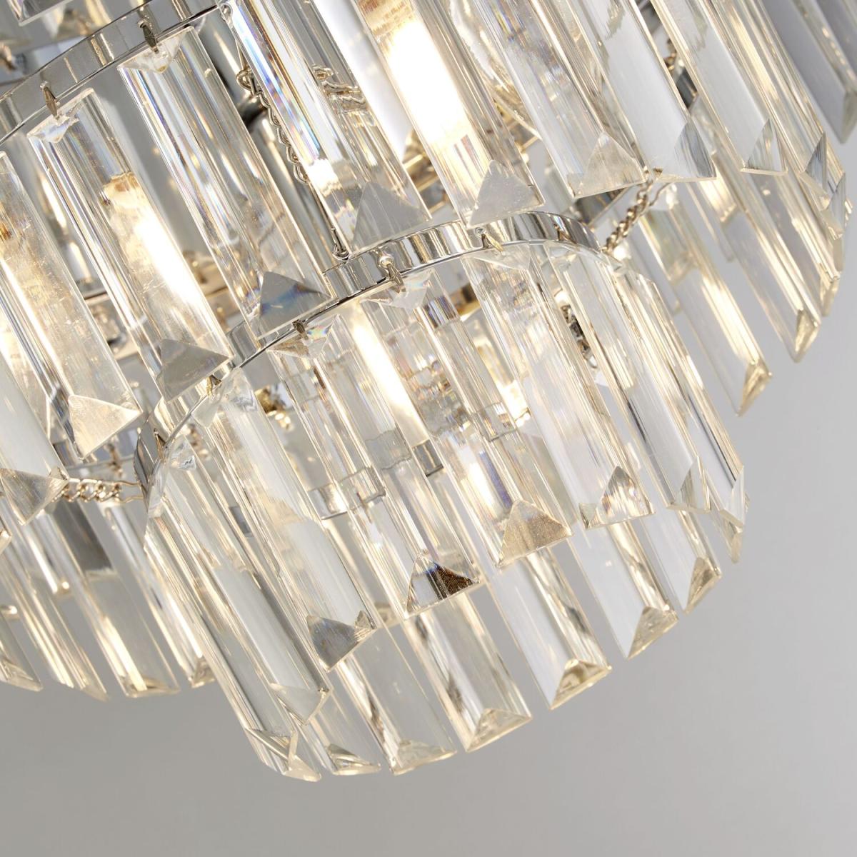 3 Light Chrome Flush with Glass Drops - Chrome – image 2