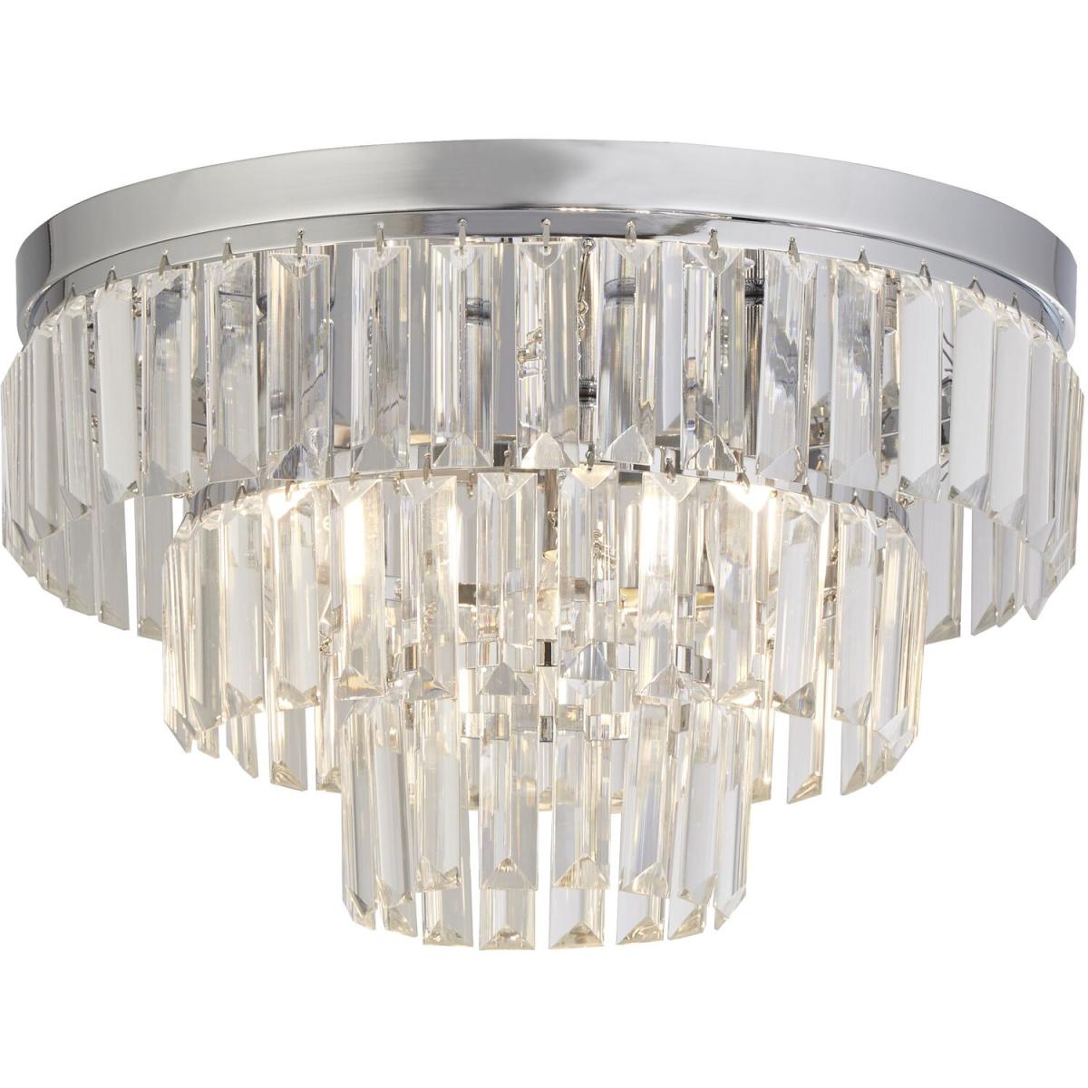 3 Light Chrome Flush with Glass Drops - Chrome – image 3