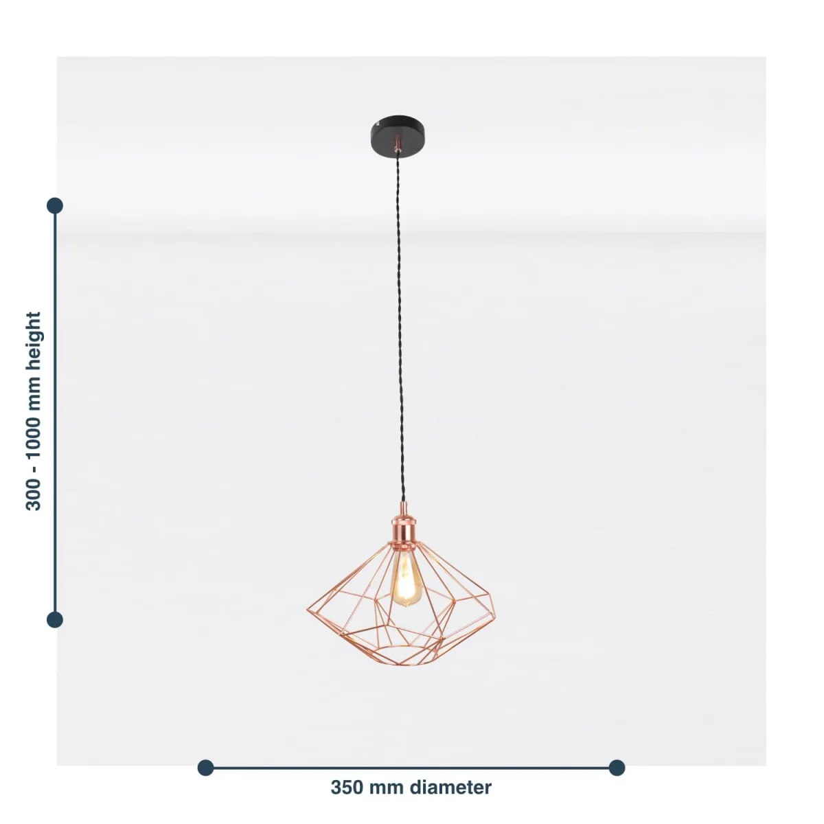 Geo Ceiling Single Pendant Light - Matt Black And Polished Copper Plate – image 5