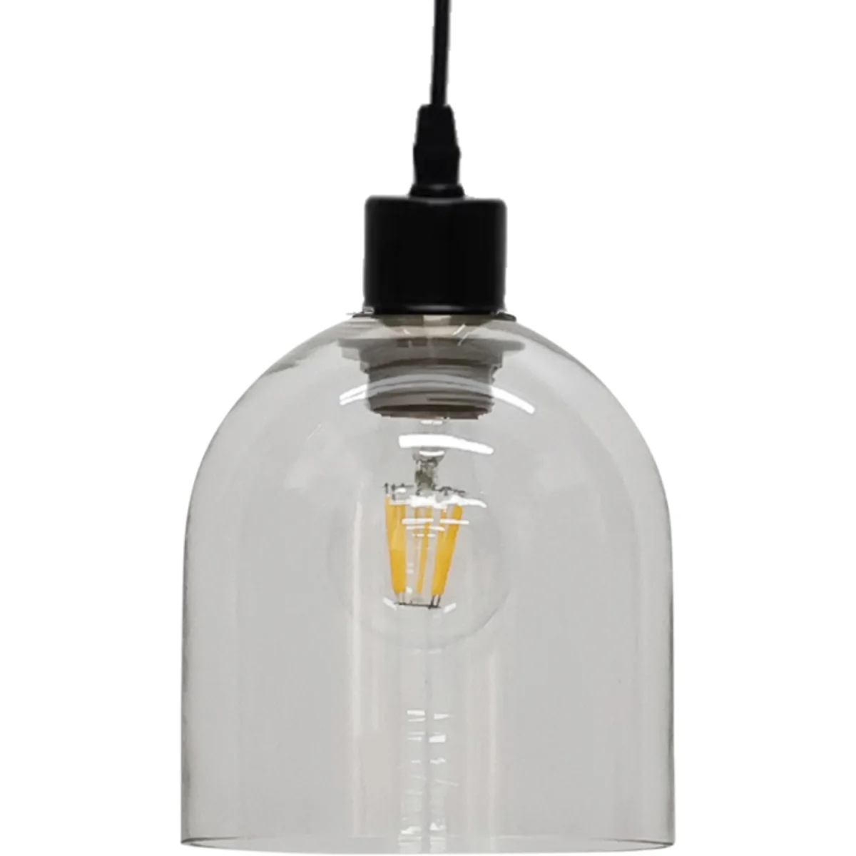 Set Of 2 Belten Clear Glass Cloche With Black Pendant Fittings - Black & Clear – image 3