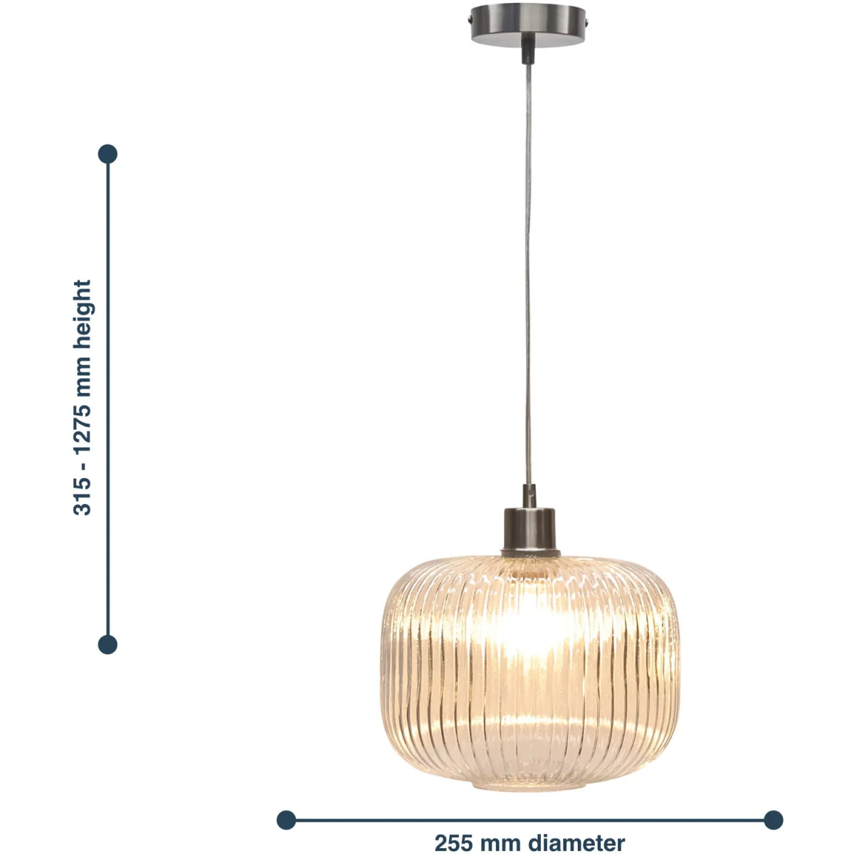 Set Of 2 Batley Large Clear Ribbed Glass With Satin Nickel Pendants - Clear Ribbed – image 8