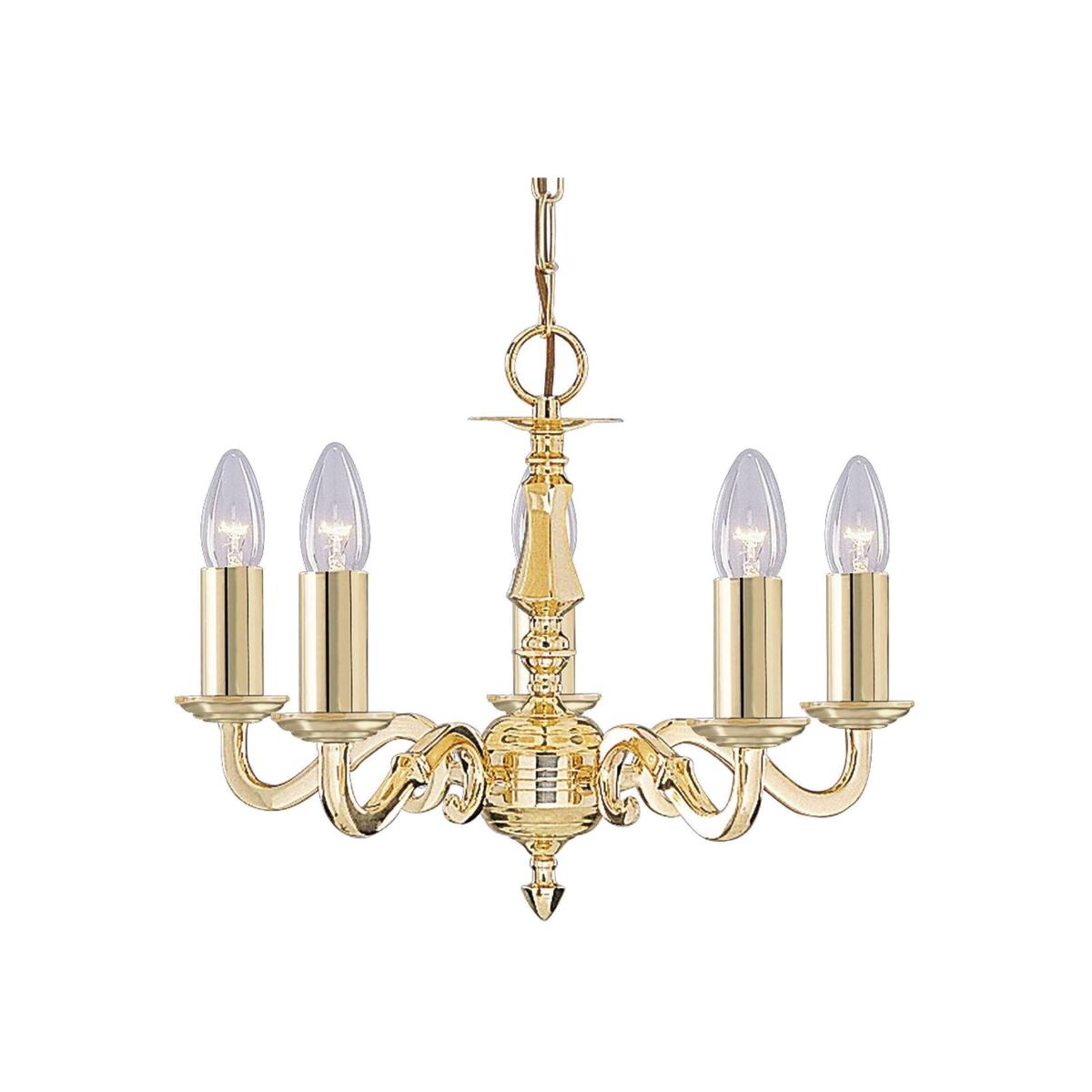 Seville 5 Light Multi Arm Ceiling Pendant Polished Brass, E14 - Polished Brass