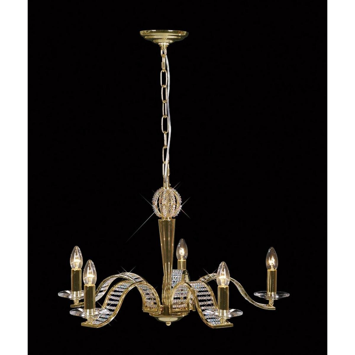 Niobe Ceiling Pendant Chandelier 5 Light French Gold, Crystal - French Gold – image 2