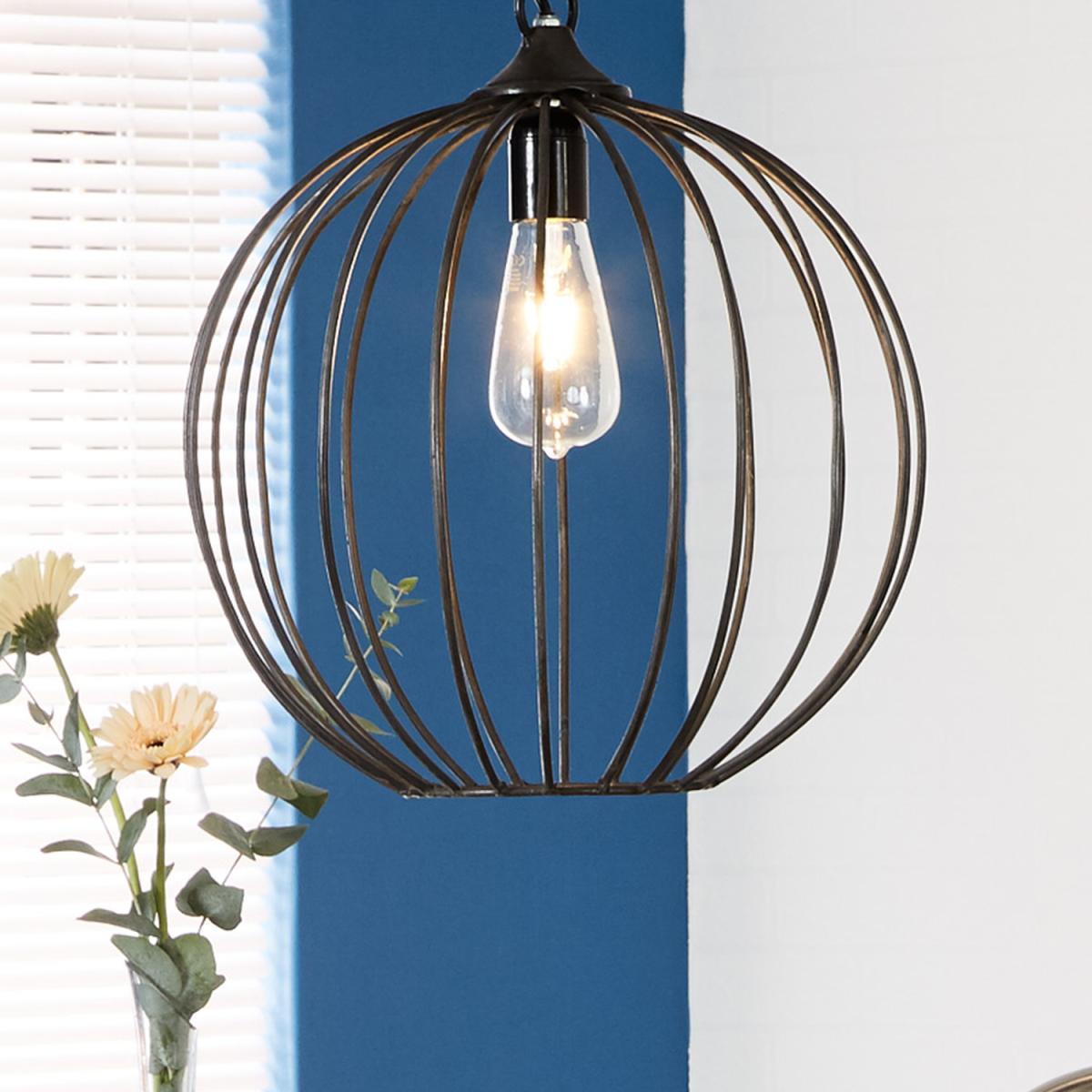 Iron-Sphere Cage Hanging Lamp - Metallic Copper – image 3