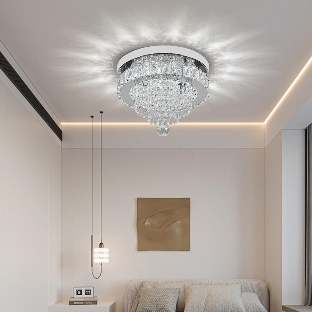 Elegant Crystal Round Ceiling Light for Indoor - Cool White