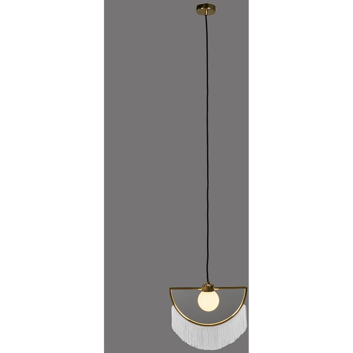 Jupiter Polished Brass Ceiling Light Pendant With White Tassels - Polished Brass – image 2