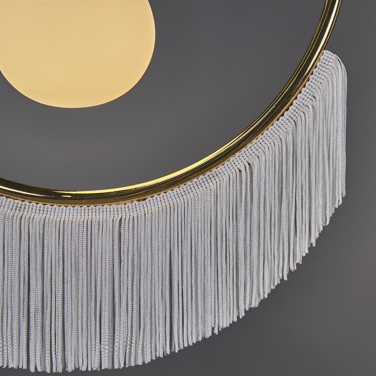 Jupiter Polished Brass Ceiling Light Pendant With White Tassels - Polished Brass – image 3