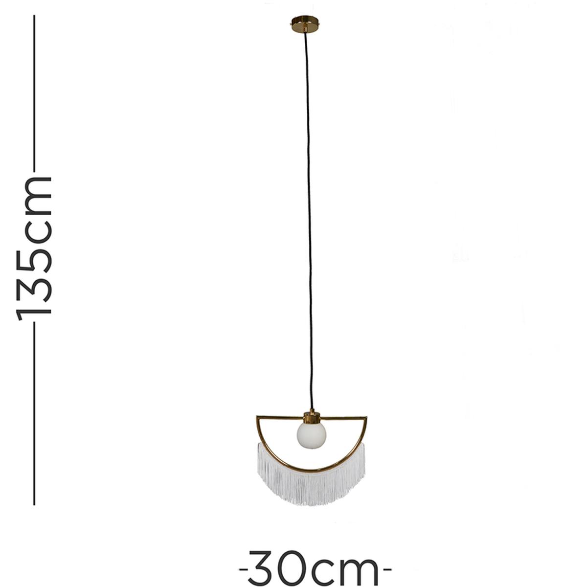 Jupiter Polished Brass Ceiling Light Pendant With White Tassels - Polished Brass – image 4