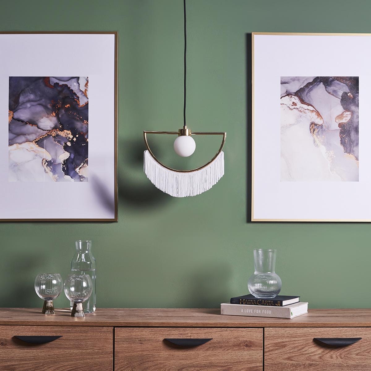 Jupiter Polished Brass Ceiling Light Pendant With White Tassels - Polished Brass – image 1