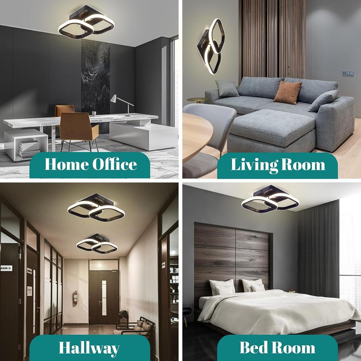 Semi Flush Square LED Ceiling Light 22W - Black – image 6