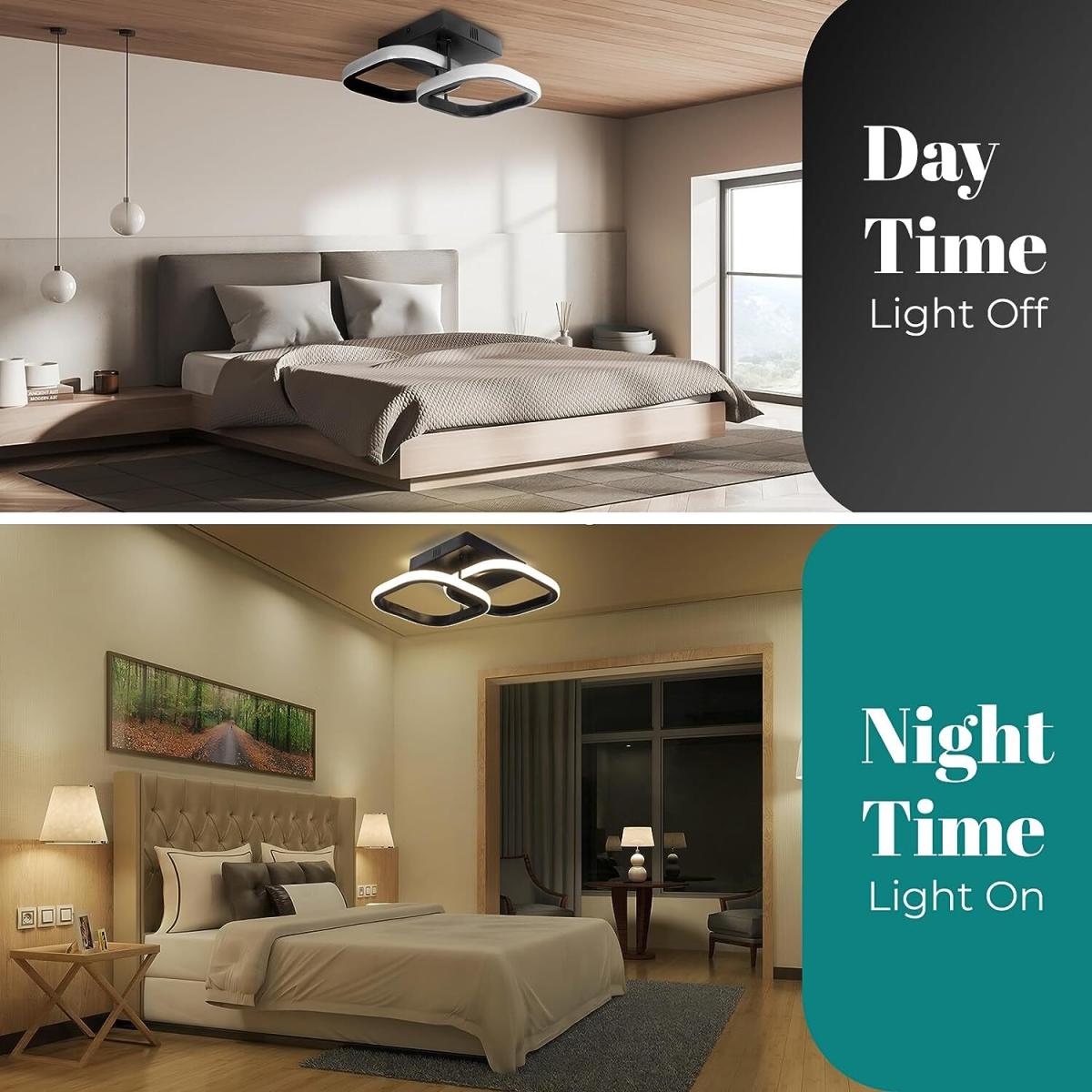 Semi Flush Square LED Ceiling Light 22W - Black – image 7