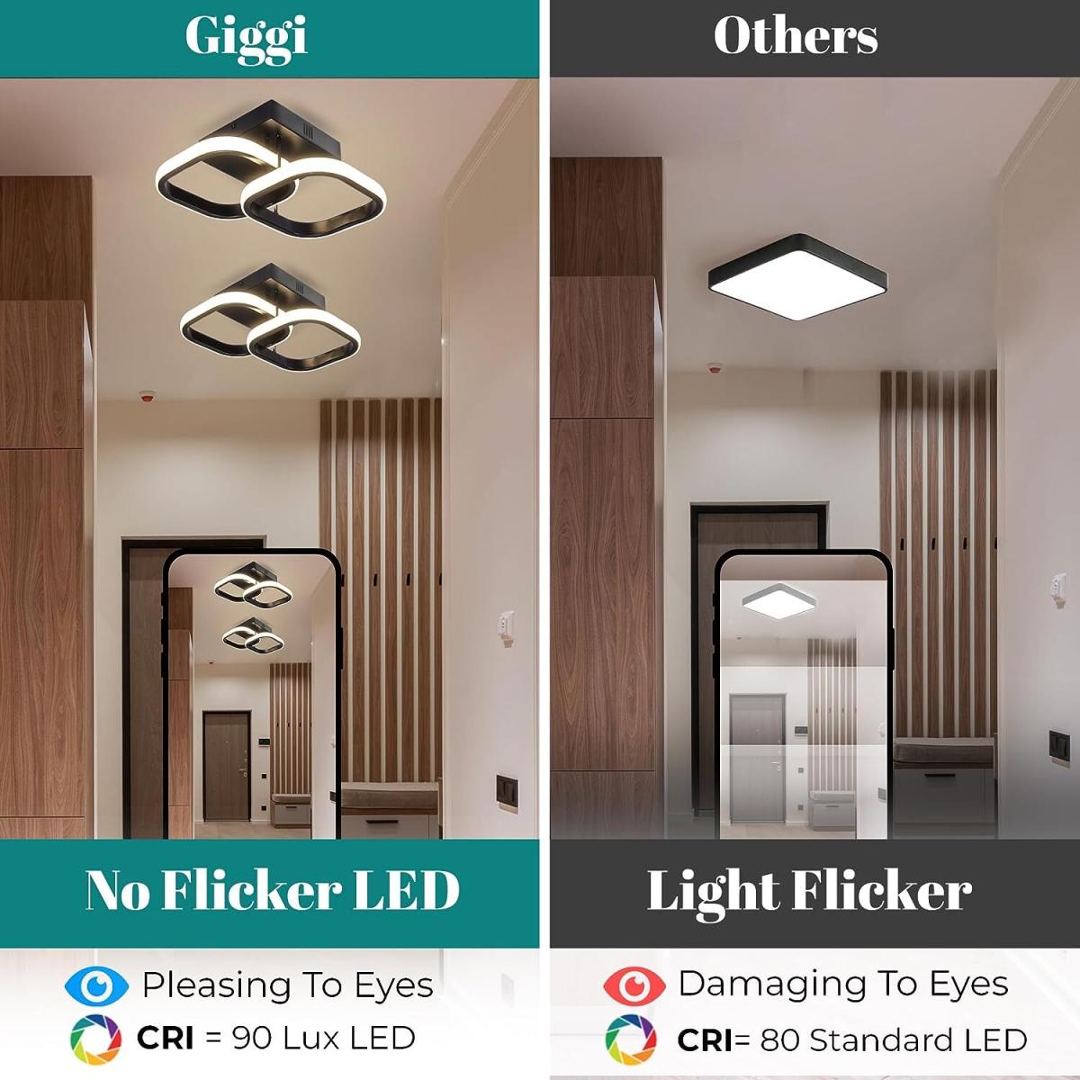 Semi Flush Square LED Ceiling Light 22W - Black – image 8