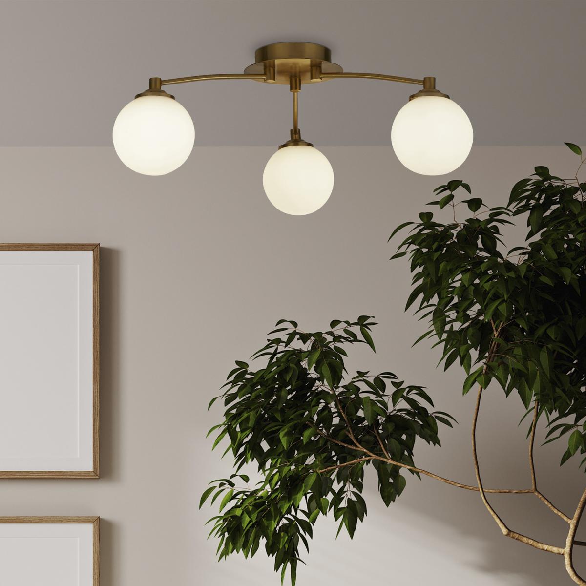 Terport, Opal And Brass 3Lt Ceiling Light - Brass – image 2