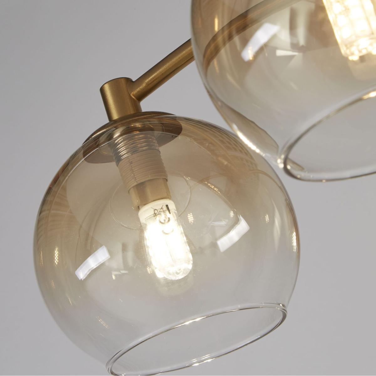 5 Light Ambre Ombre Glass  - Brass – image 2