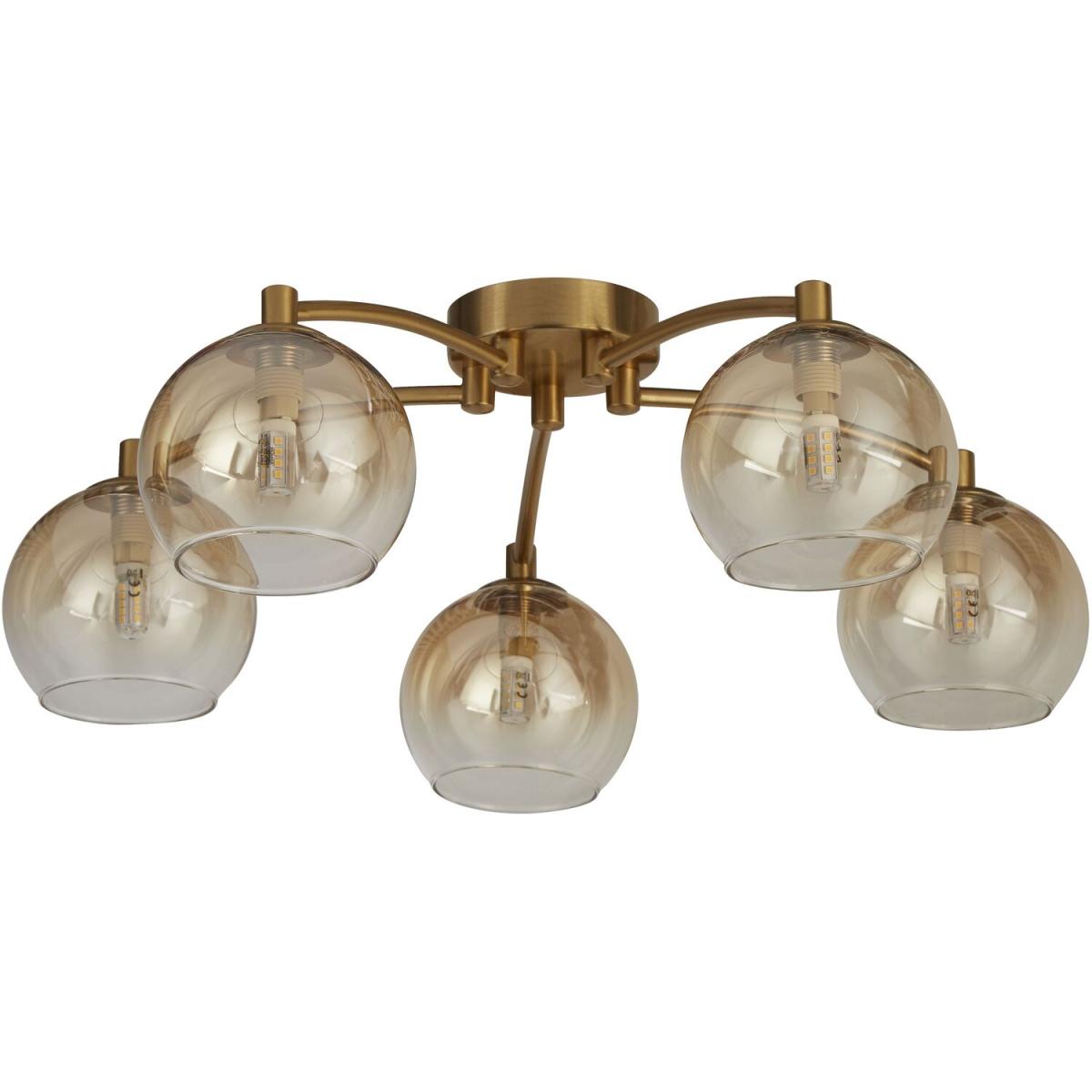 5 Light Ambre Ombre Glass  - Brass – image 3