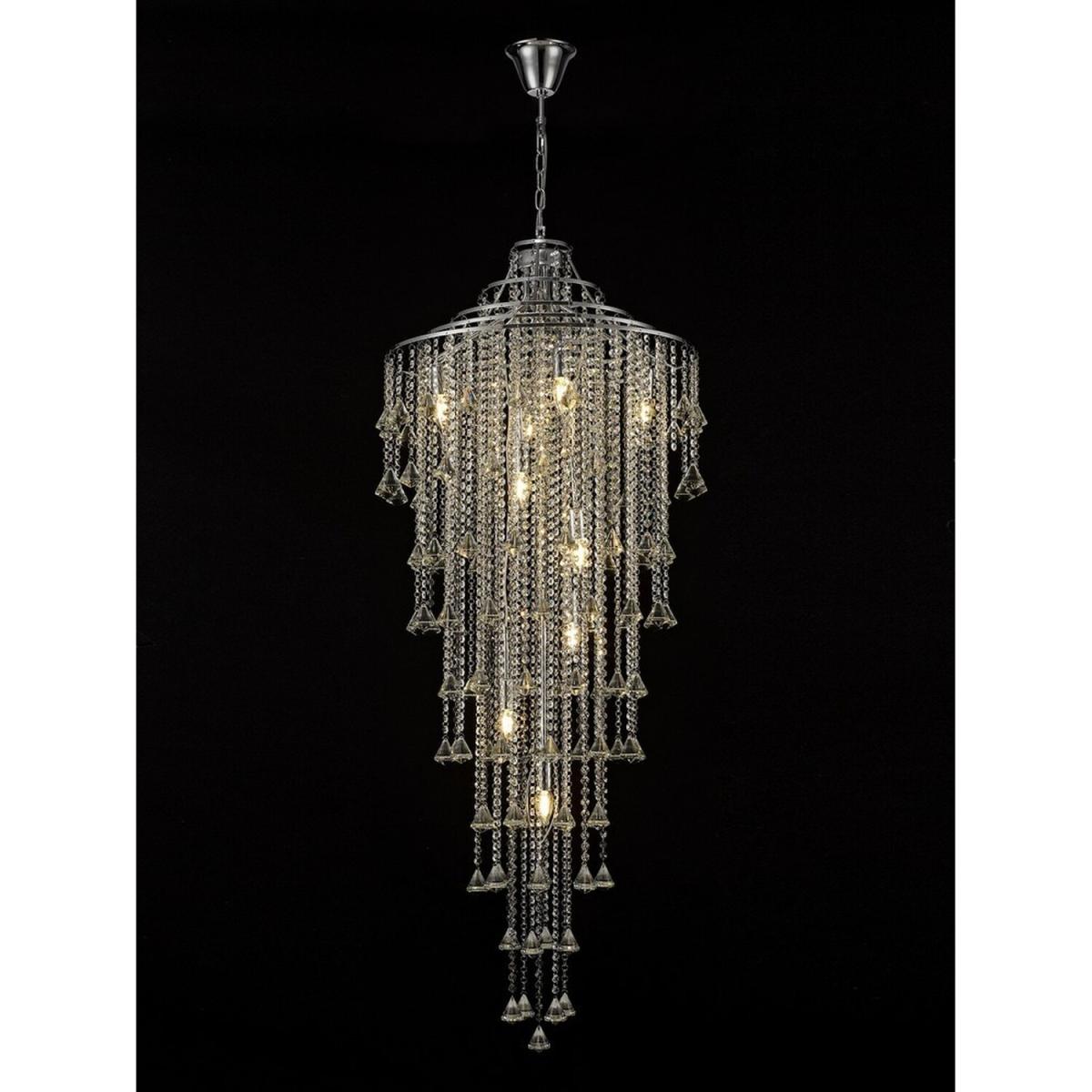 Inina Tall Ceiling Cluster Pendant 9 Light Polished Chrome, Crystal - Polished Chrome – image 2