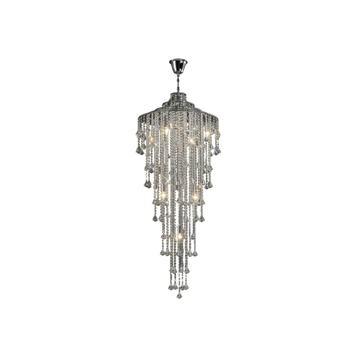 Inina Tall Ceiling Cluster Pendant 9 Light Polished Chrome, Crystal - Polished Chrome – image 1