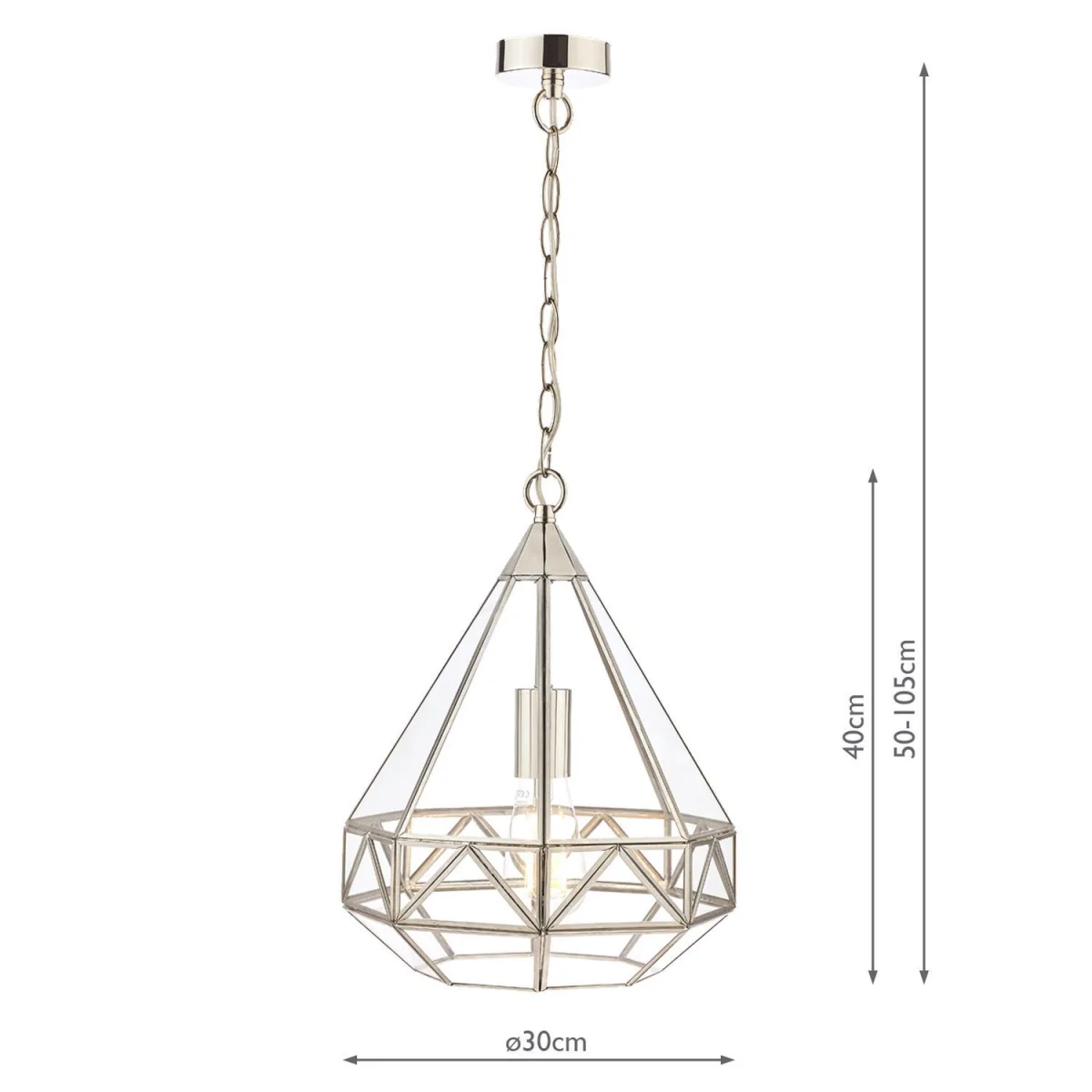 Laura Ashley Zaria Pendant Polished Silver Glass – image 2