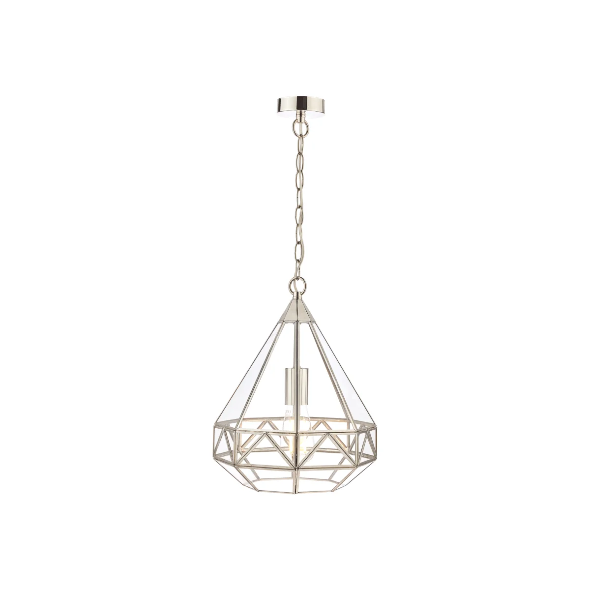 Laura Ashley Zaria Pendant Polished Silver Glass – image 1