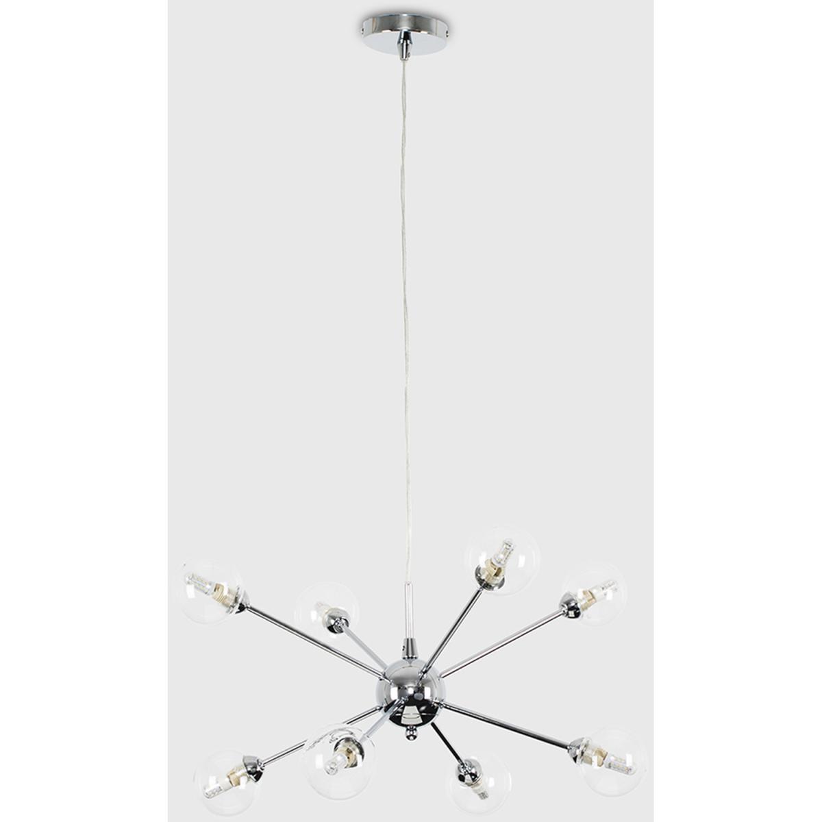 Modern 8 Way Polished Chrome Ceiling Pendant Light Fitting With Glass Shades - Silver – image 3