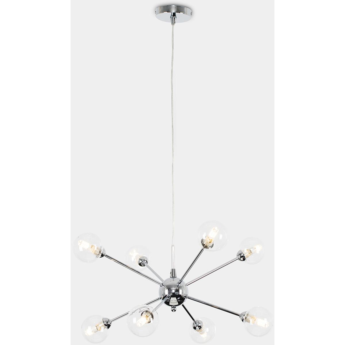 Modern 8 Way Polished Chrome Ceiling Pendant Light Fitting With Glass Shades - Silver – image 4