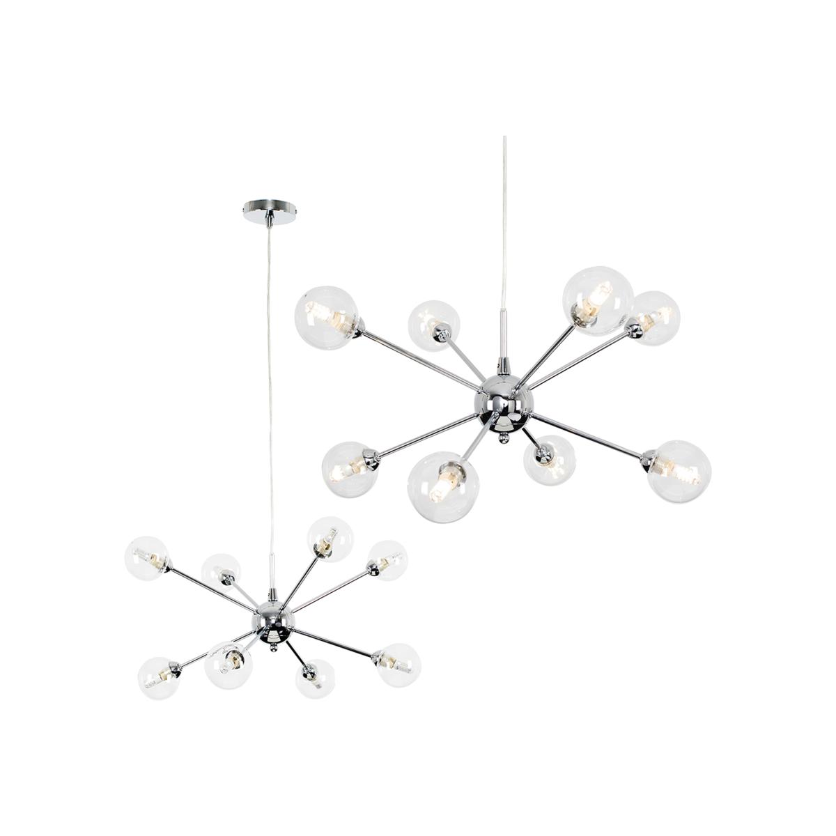 Modern 8 Way Polished Chrome Ceiling Pendant Light Fitting With Glass Shades - Silver – image 1