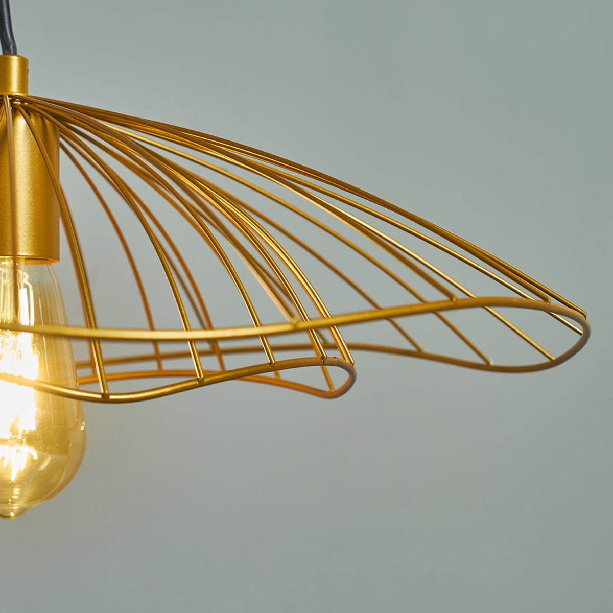 Tiered Umbrella Design Gold Wire Ceiling Pendant Light Shade - Gold – image 2