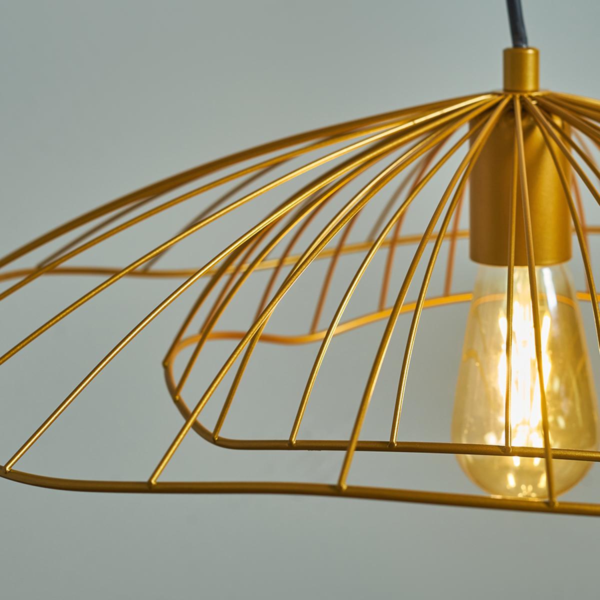 Tiered Umbrella Design Gold Wire Ceiling Pendant Light Shade - Gold – image 5
