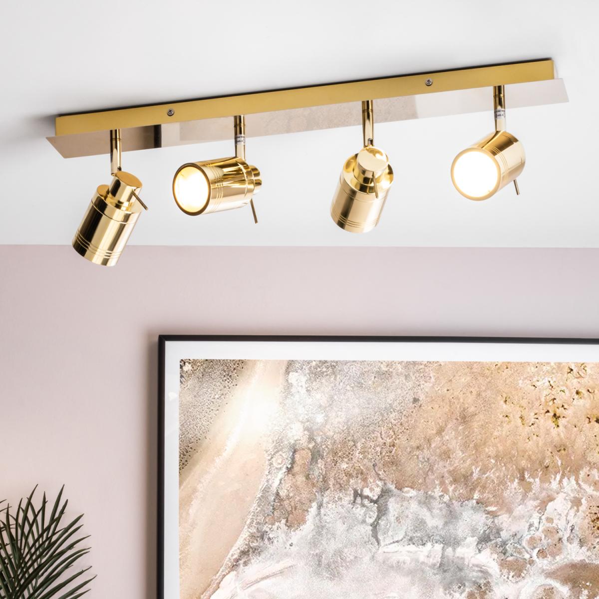 Hugo 4 Light Bathroom Ceiling Spotlight Bar - Brass – image 2