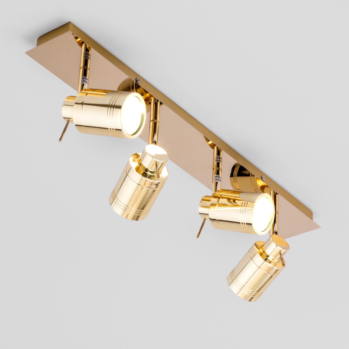 Hugo 4 Light Bathroom Ceiling Spotlight Bar - Brass – image 4