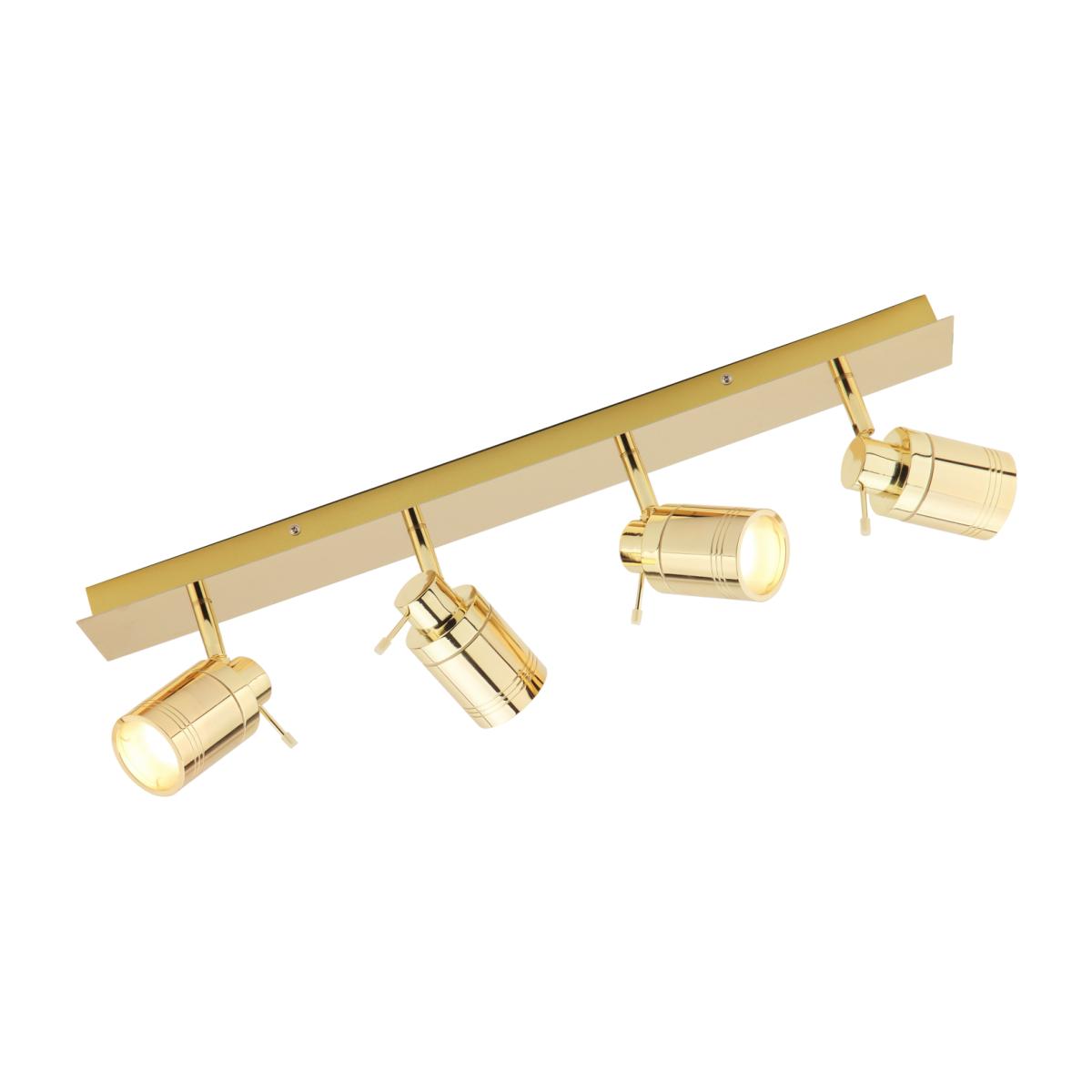 Hugo 4 Light Bathroom Ceiling Spotlight Bar - Brass – image 1