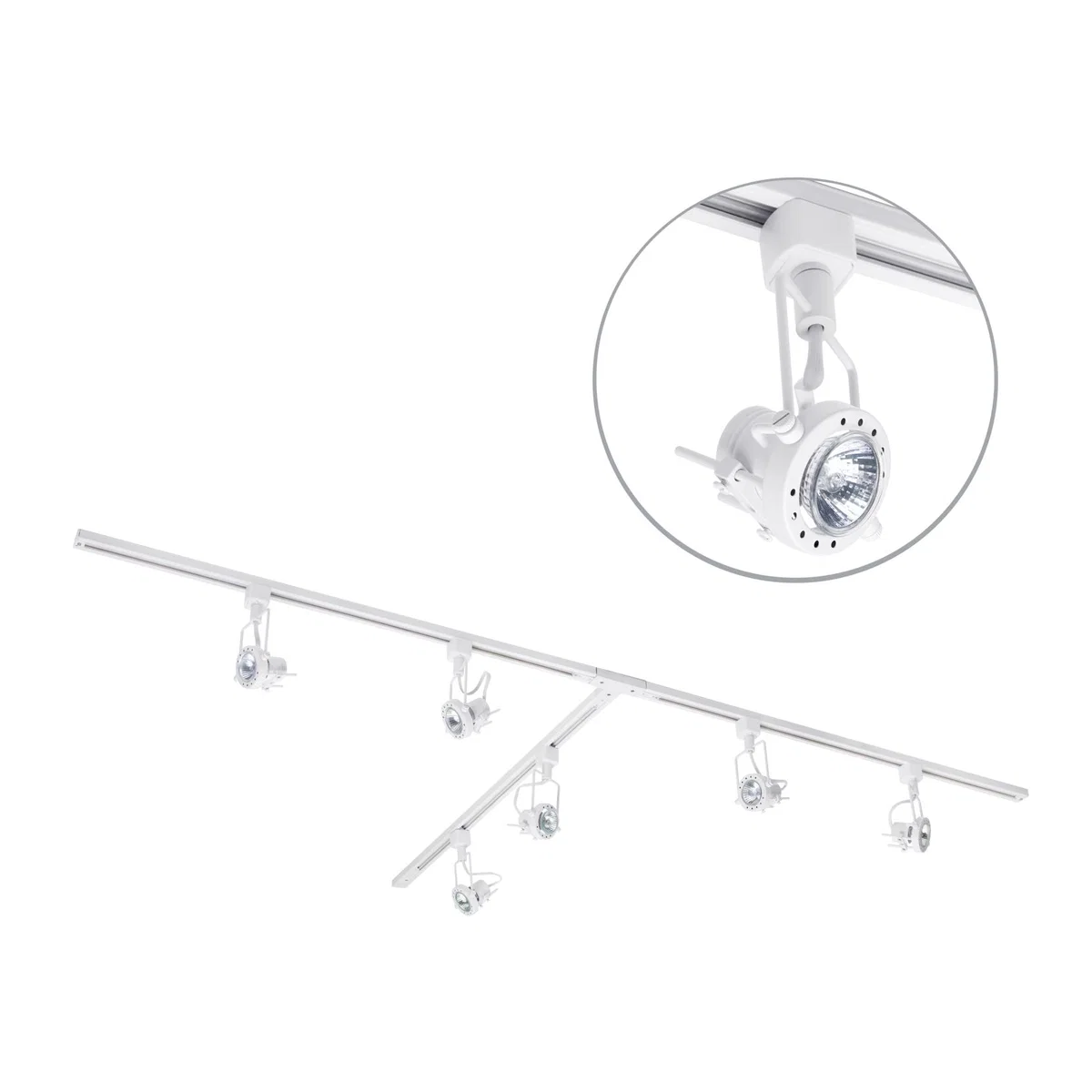 3m T Shape Track Light Kit with Greenwich Spotlight Heads and LED Bulbs - White