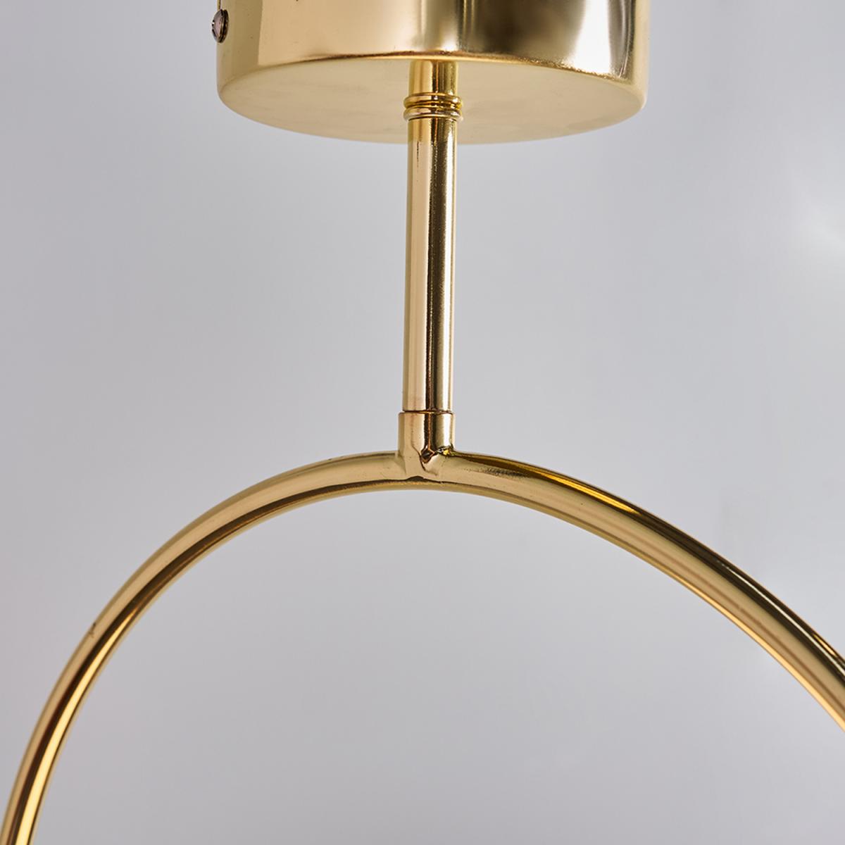 Contemporary Gold Ring And Opal Glass Globe Shade Ceiling Light Fitting - Gold – image 4