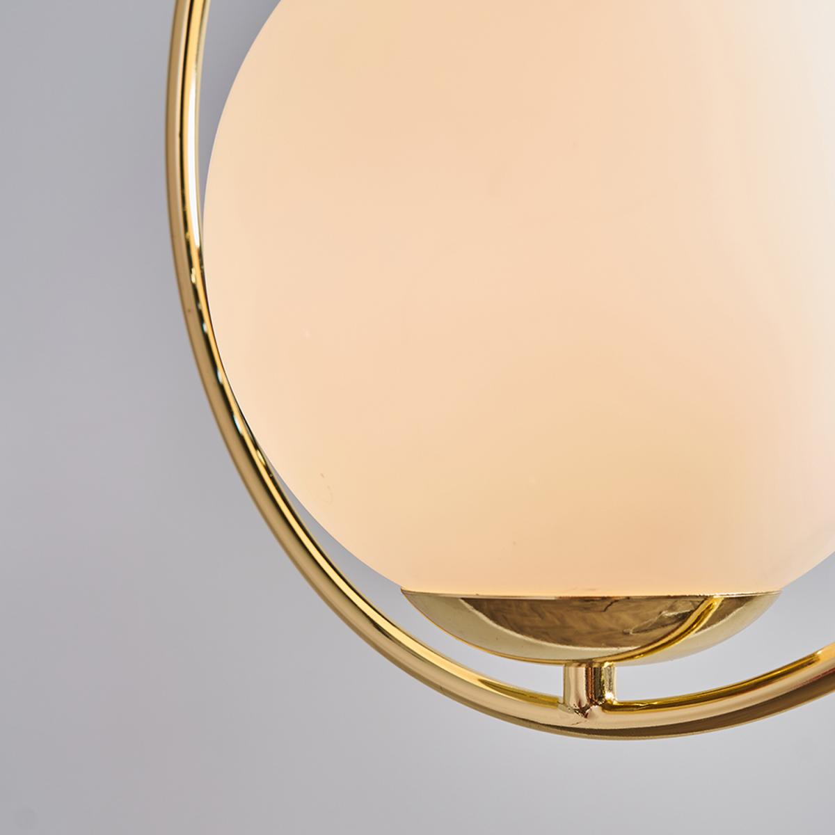 Contemporary Gold Ring And Opal Glass Globe Shade Ceiling Light Fitting - Gold – image 5