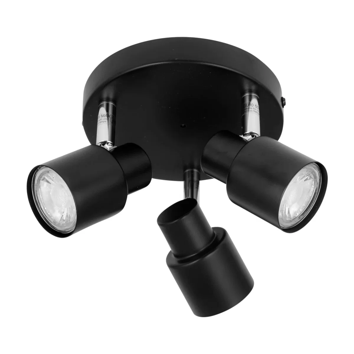 Set Of 2 Black 3 Light Ip44 Bathroom Round Spotlights - Black – image 2