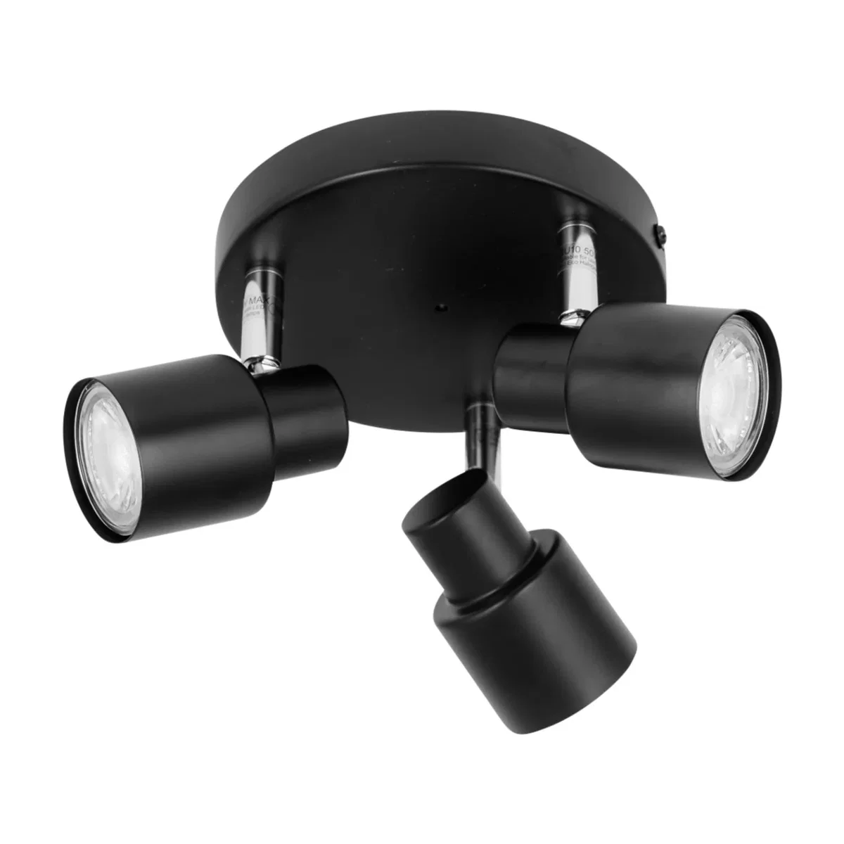 Set Of 2 Black 3 Light Ip44 Bathroom Round Spotlights - Black – image 4