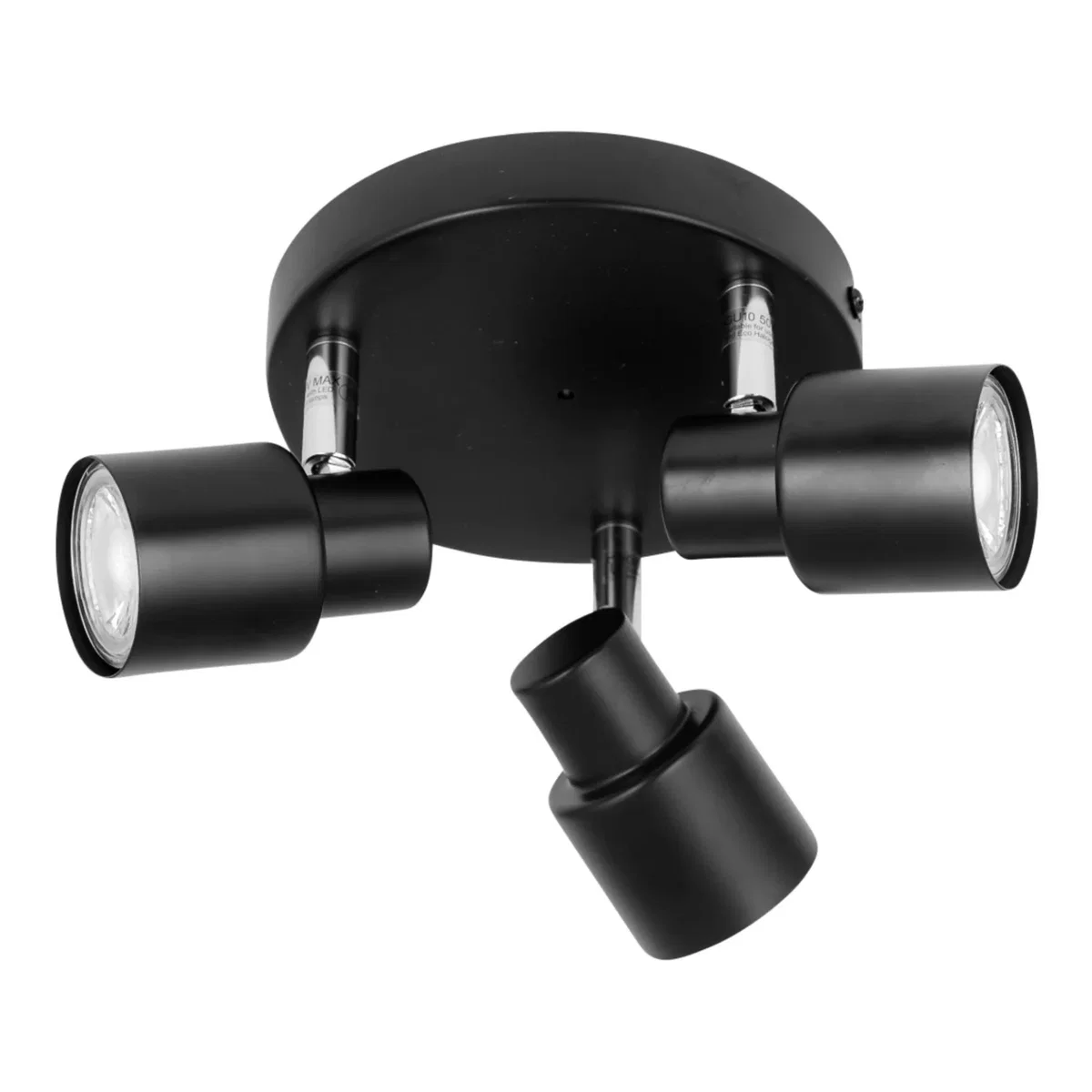 Set Of 2 Black 3 Light Ip44 Bathroom Round Spotlights - Black – image 5