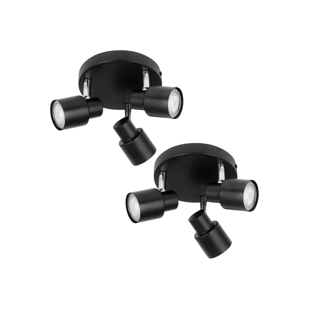 Set Of 2 Black 3 Light Ip44 Bathroom Round Spotlights - Black – image 1
