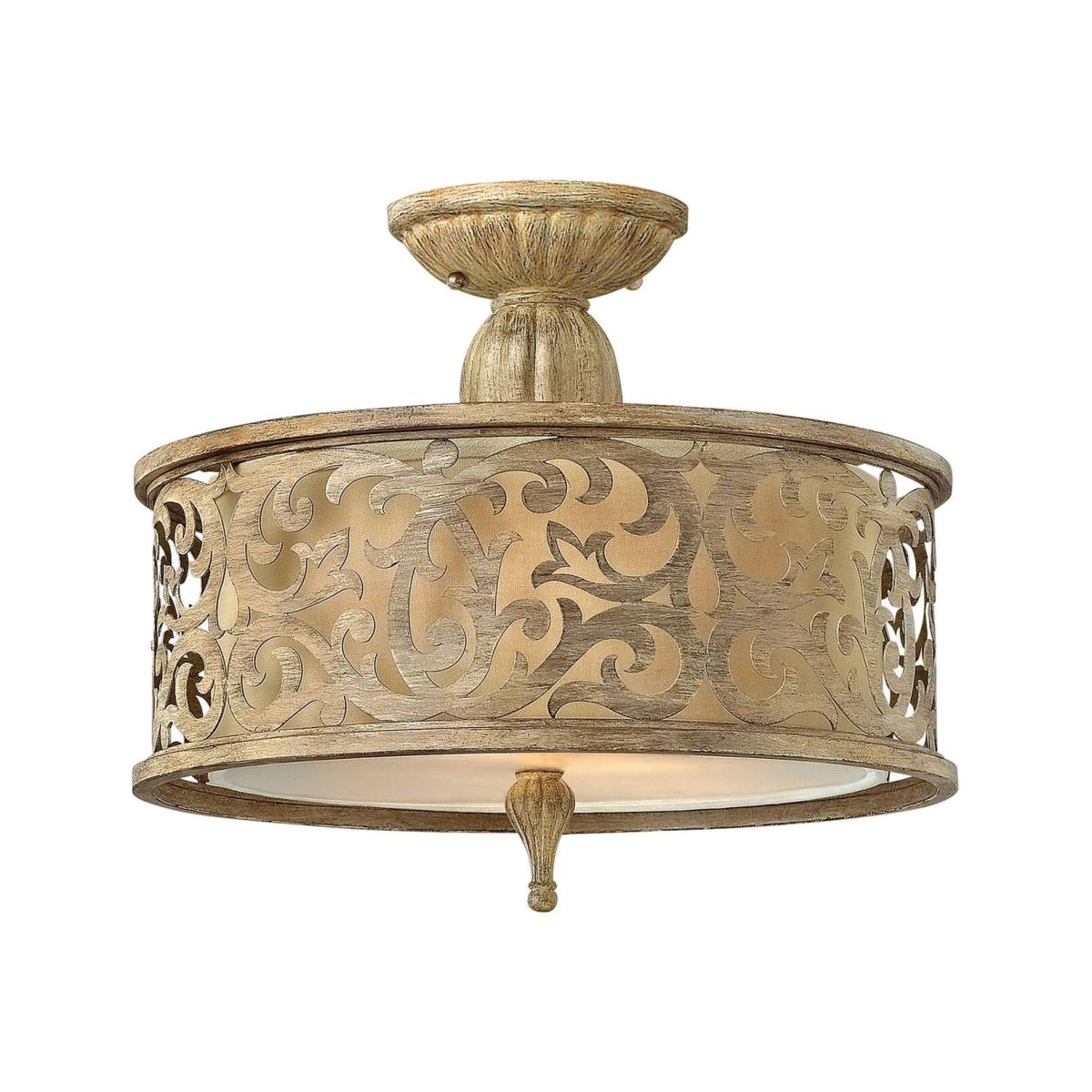 Carabel 2 Light Small Semi Flush Ceiling Light Brushed Champagne, E27 - Brushed Champagne