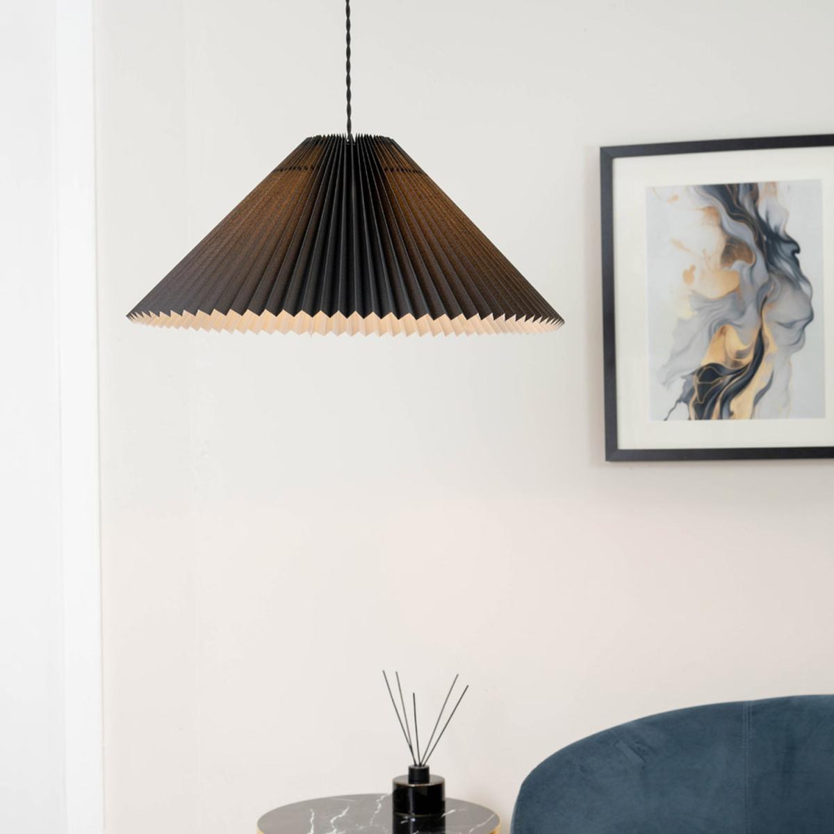 Akira Fabric Pleated Single Drop Ceiling Pendant Light with LED Bulb - Black