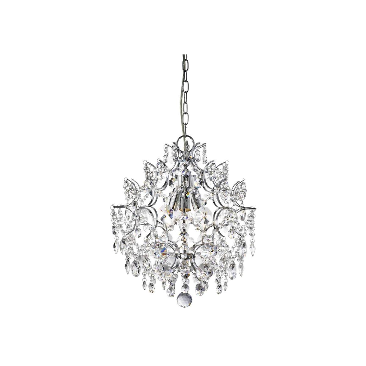 Harrietta 3 Light Ceiling Pendant Chrome with Crystals, E14 - Chrome – image 1