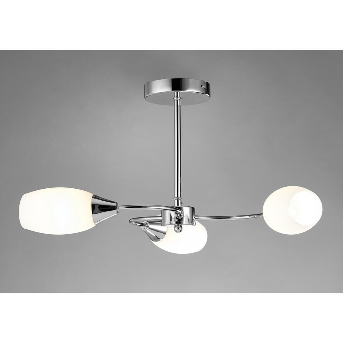 Denia Semi Flush Ceiling 3 Light E14 Polished Chrome, Opal Glass - Polished Chrome / 56cm – image 2