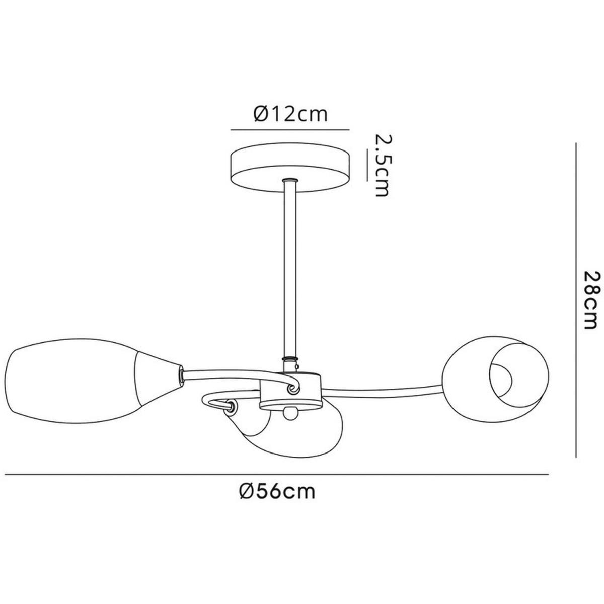Denia Semi Flush Ceiling 3 Light E14 Polished Chrome, Opal Glass - Polished Chrome / 56cm – image 6