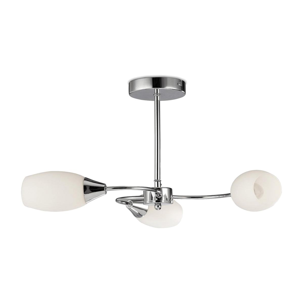 Denia Semi Flush Ceiling 3 Light E14 Polished Chrome, Opal Glass - Polished Chrome / 56cm – image 1