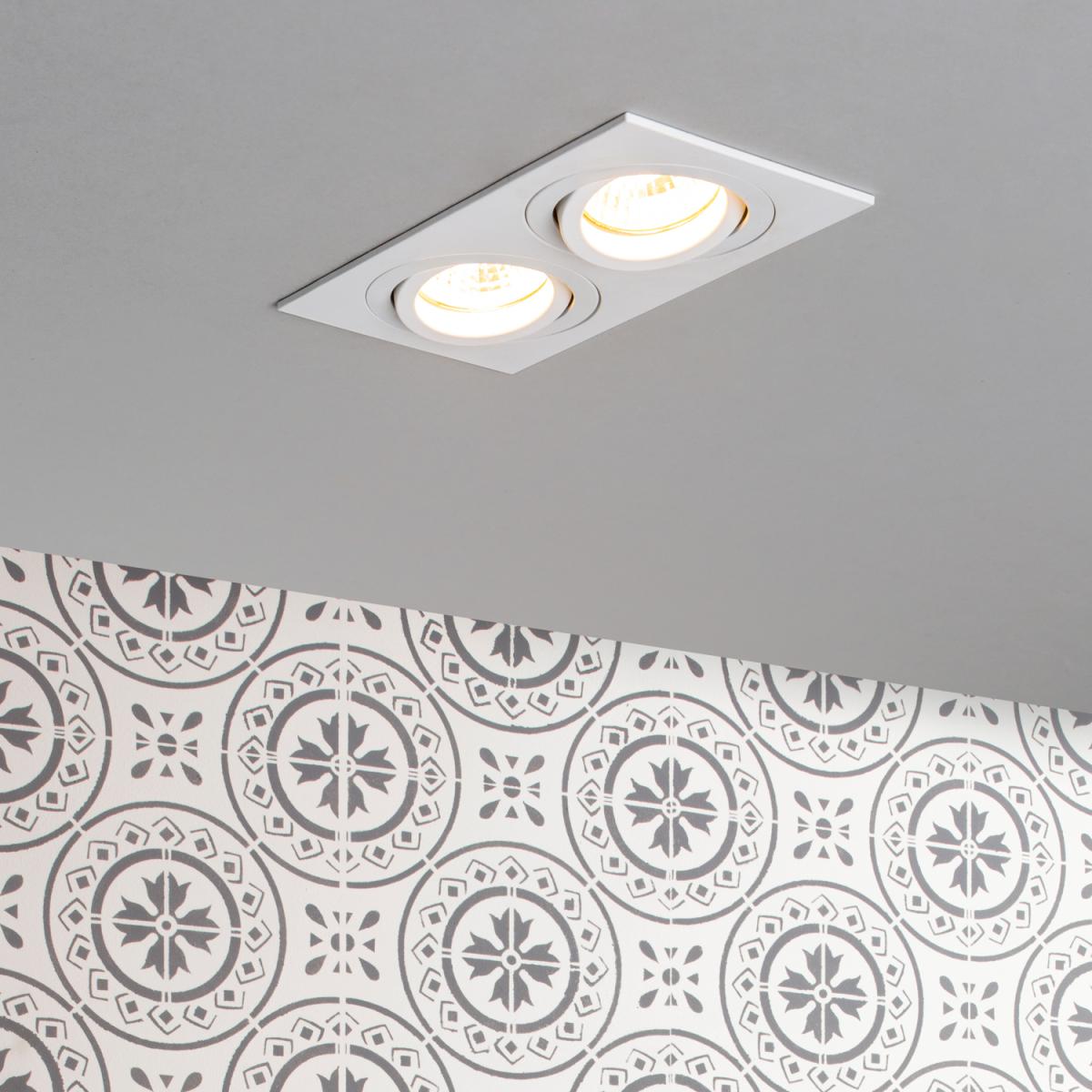 Evra Adjustable Recessed Double Rectangle Downlight - White – image 1