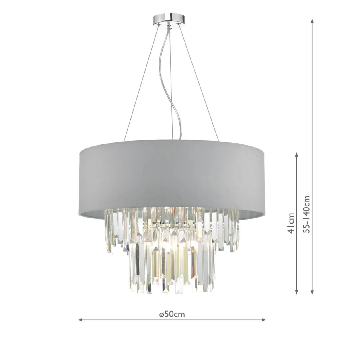 Halle 6 Light Crystal Pendant Grey Shade – image 2